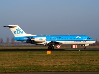PH-KZT KLM Cityhopper Fokker F70, landing at Schiphol (AMS - EHAM), Netherlands, pic photo