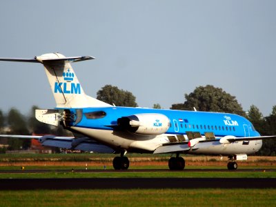 PH-KZN KLM Cityhopper Fokker F70 - cn 11553, 11Aug2014, landing at Schiphol (AMS - EHAM), The Netherlands