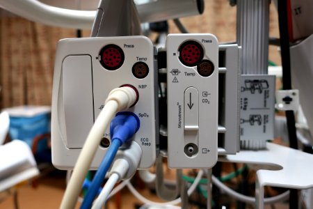 Philips IntelliVue M3002A X2 medical monitor at Campbell County Memorial Hospital in Gillette, Wyoming (input output)
