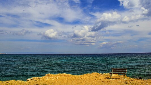 Clouds bench view point photo