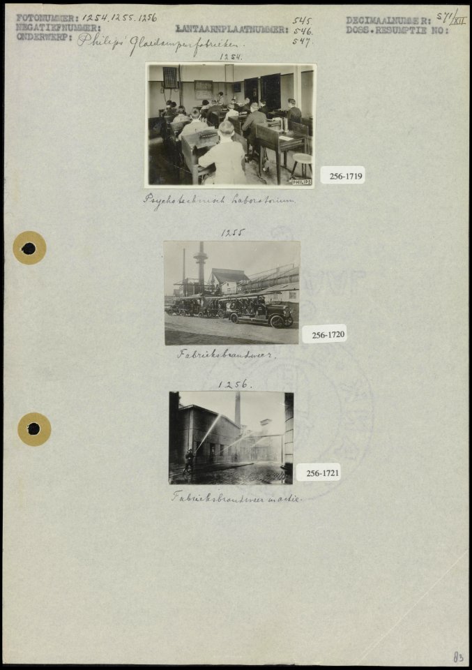 Philips Gloeilampenfabrieken te Eindhoven. Foto 1 Psychotechnisch laboratoriu…, Bestanddeelnr 256-1719256-1720256-1721