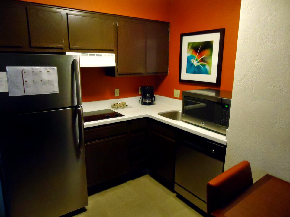 Phoenix Residence Inn Marriott hotel kitchen area in studio suite