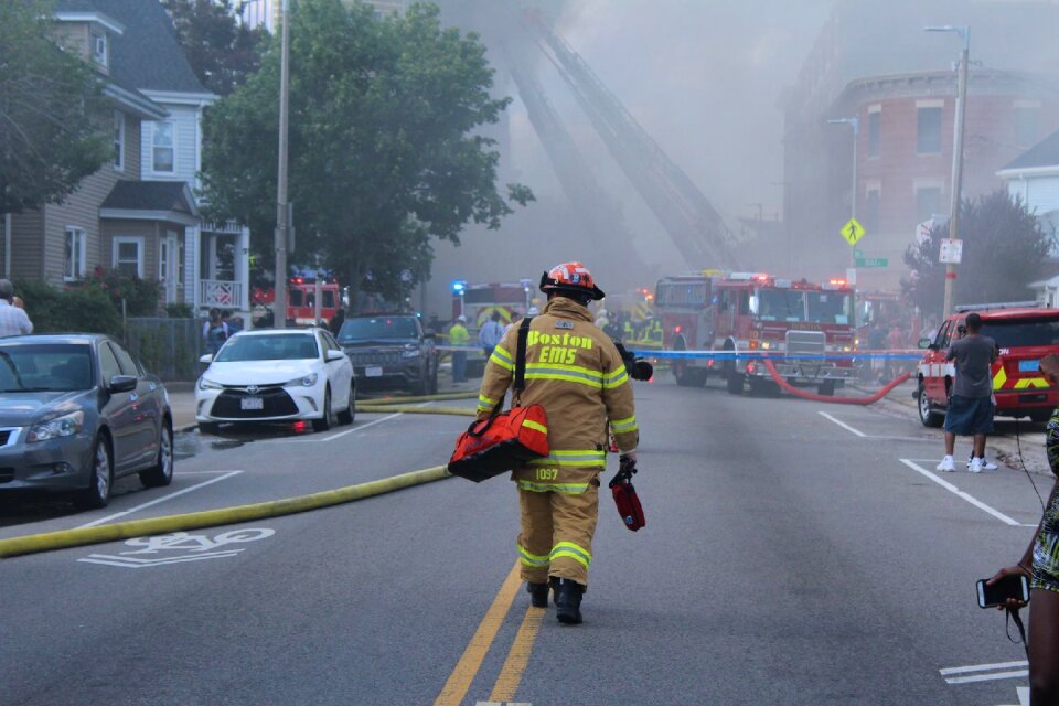 Emergency fire truck firefighter