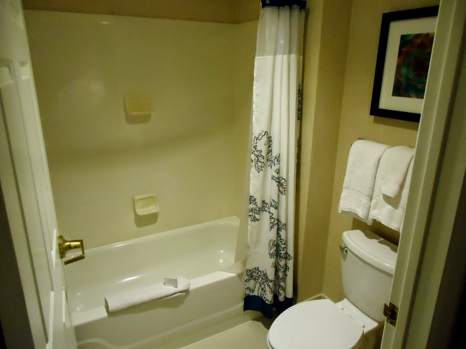 Phoenix bathroom Residence Inn Marriott hotel with towels and shower
