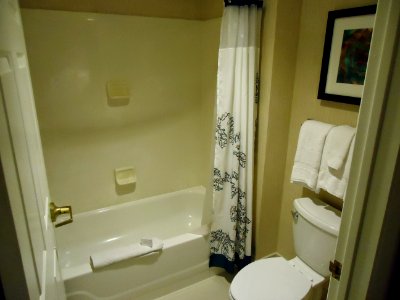Phoenix bathroom Residence Inn Marriott hotel with towels and shower