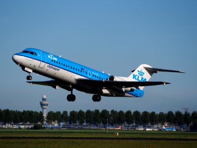 PH-KZE KLM Cityhopper Fokker F70 - cn 11576, takeoff from Schiphol (AMS - EHAM), The Netherlands, 11june2014, pic-1
