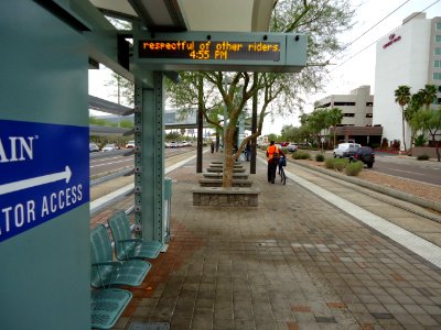 Phoenix Valley Metro light rail station near airport photo