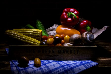 Pepper mushrooms tomatoes photo