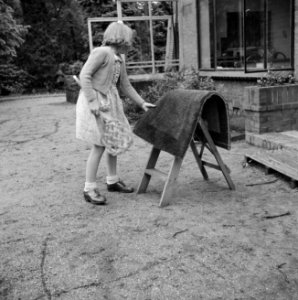 Prinses Beatrix klopt een deurmat, Bestanddeelnr 255-7413