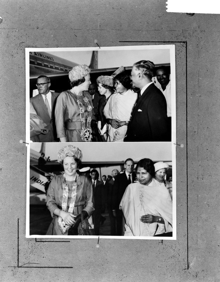Prinses Beatrix in New Delhi verwelkomt door mevrouw Lakshmi, Bestanddeelnr 914-4862