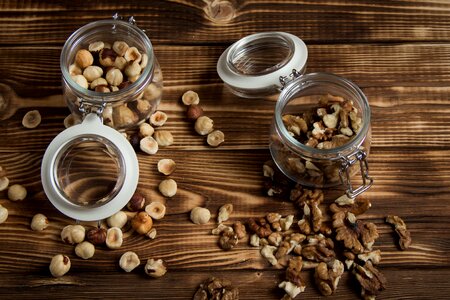 Filbert walnut wooden background