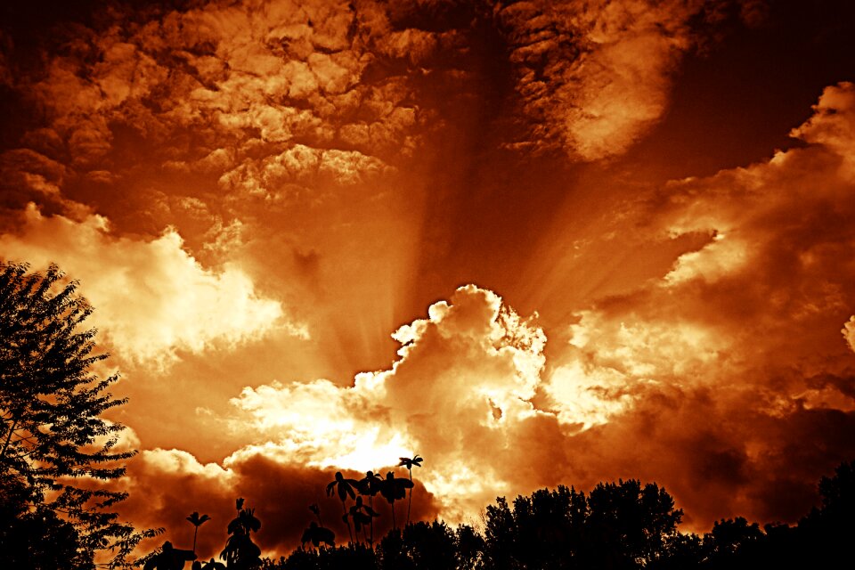 Clouds sunlight silhouette