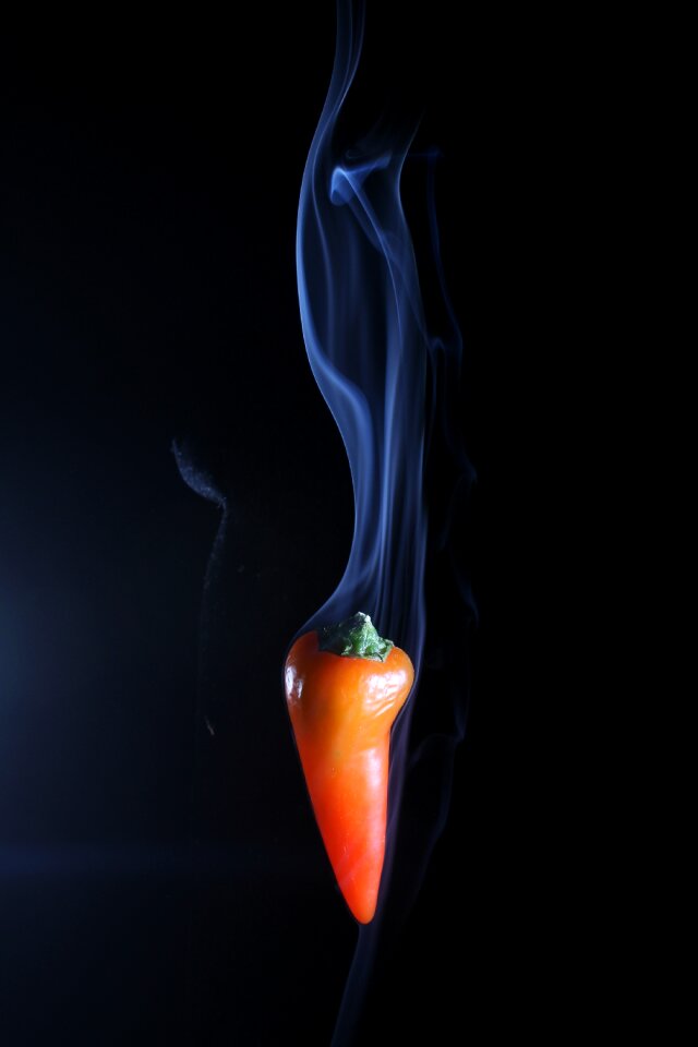 Smoking chilli hot food black smoke