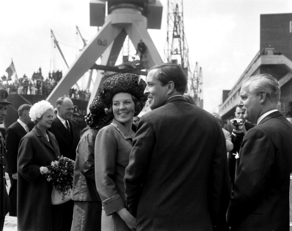 Prinses Beatrix en Claus bezoeken Rotterdam, Prinses Beatrix en Claus, Bestanddeelnr 917-9512