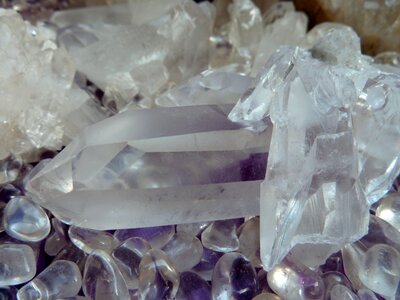 Chunks of precious stones glassy transparent