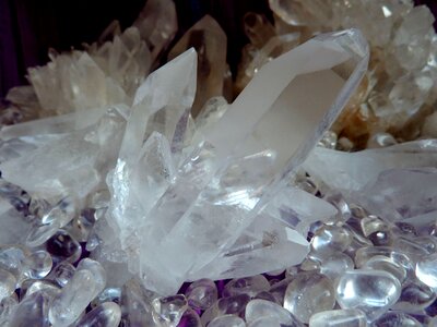 Chunks of precious stones glassy transparent