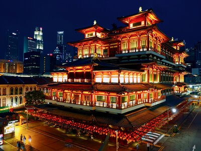 Buddhism night lighting photo