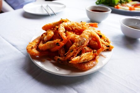 Shrimp tempura dining food photo