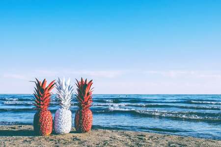 Beach red white