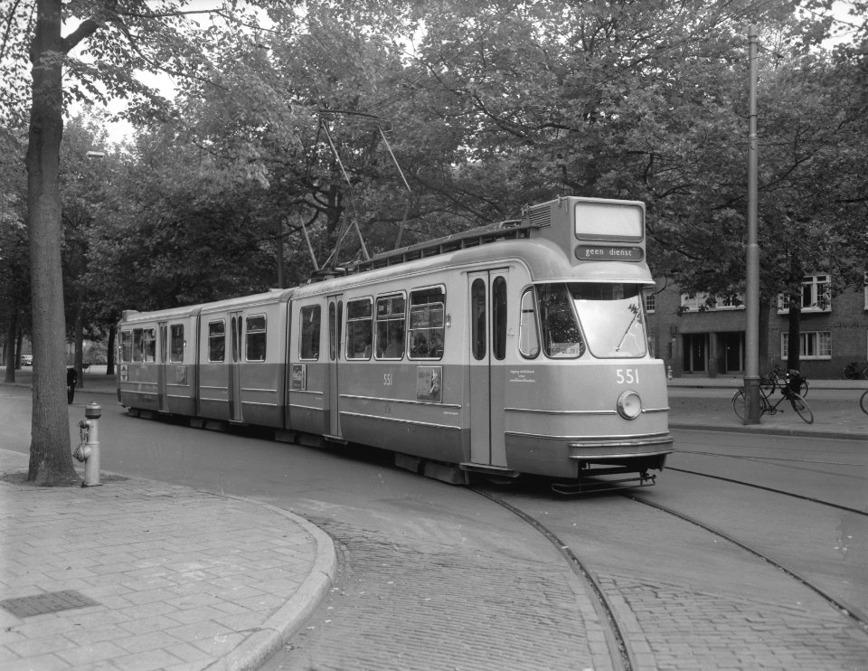 Proefrit drieledig tramstel Amsterdamse tram, Bestanddeelnr 909-8574