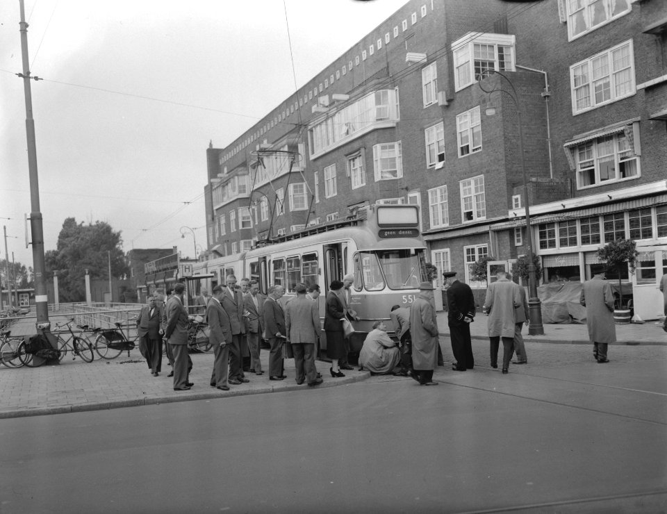 Proefrit drieledig tramstel Amsterdamse tram, Bestanddeelnr 909-8573
