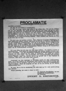 Proclamatie van Dwight D. Eisenhower, opperbevelhebber van het Geallieerde exped, Bestanddeelnr 935-2443