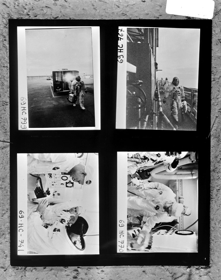 Proefnemingen voor lancering van Apollo II met Aldrin, Collins en Armstrong, USA, Bestanddeelnr 922-7057