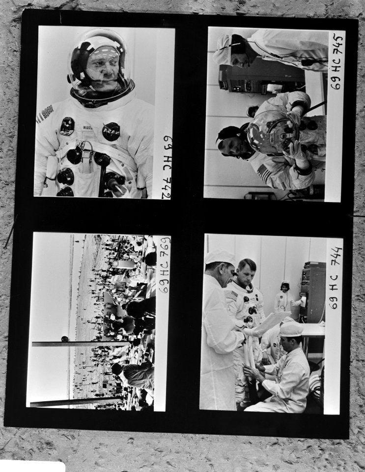Proefnemingen voor lancering van Apollo II met Aldrin, Collins en Armstrong, USA, Bestanddeelnr 922-7055