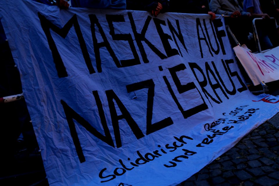 Protest against the Attila Hildmann restaurant 2020-08-28 11