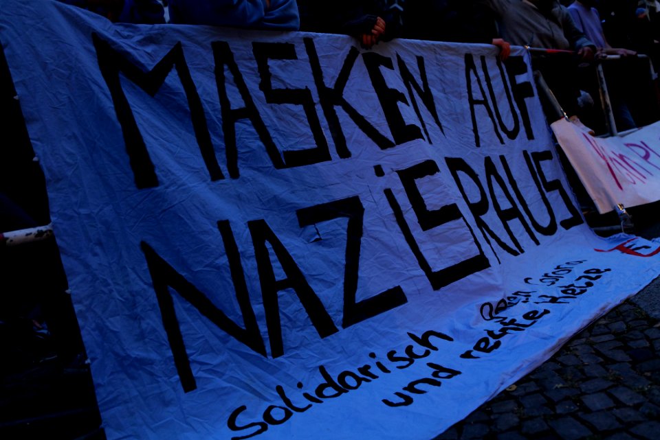 Protest against the Attila Hildmann restaurant 2020-08-28 10