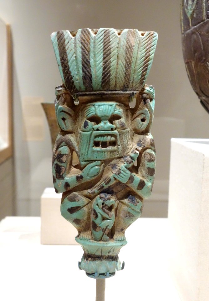 Protective God - Egypt, Third Intermediate Period, Dynasty XXII, c. 945-718 BC, baked clay, glazed - Brooklyn Museum - Brooklyn, NY - DSC08759