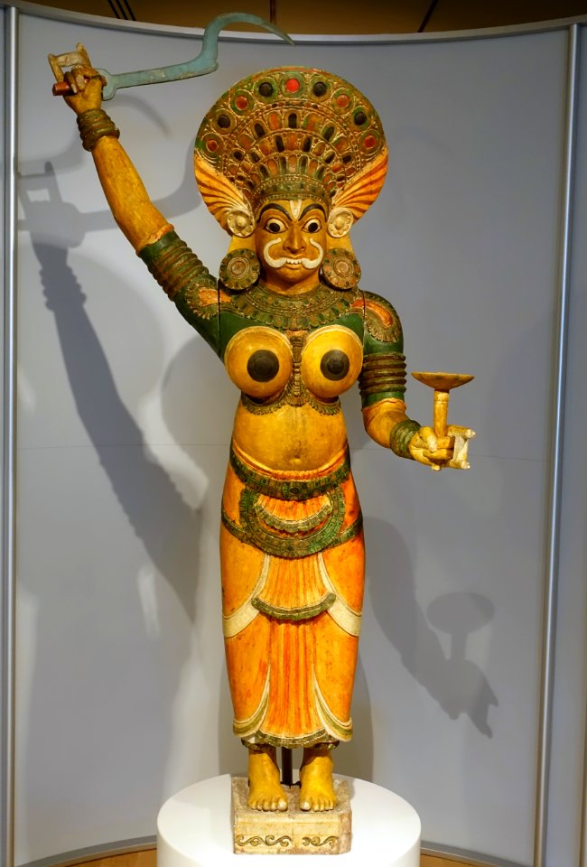 Protector goddess, Kerala, India, mid-1800s, wood, pigment - Peabody Essex Museum - Salem, MA - DSC05078