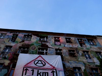 Protest at houses next to the revolutionary 1st may demonstration Berlin 2019 11