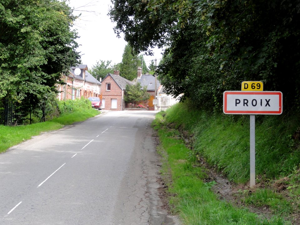 Proix (Aisne) city limit sign