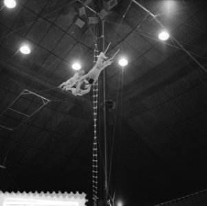 Programma van Circus Krone in Rotterdam drie Alizes , vliegende trapeze met o.a., Bestanddeelnr 910-4371