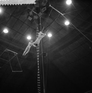 Programma van Circus Krone in Rotterdam drie Alizes , vliegende trapeze met o.a., Bestanddeelnr 910-4372