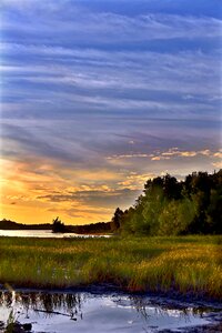 Clouds evening lake