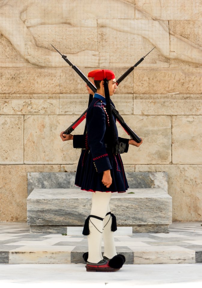 Profile evzone crossing, Athens, Greece
