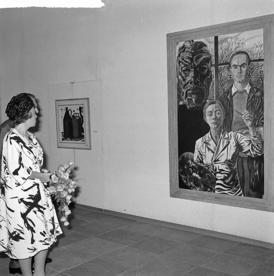 Prinses Beatrix opent tentoonstelling 150 jaar Nederlandse Kunst in Stedelijk Mu, Bestanddeelnr 915-3379