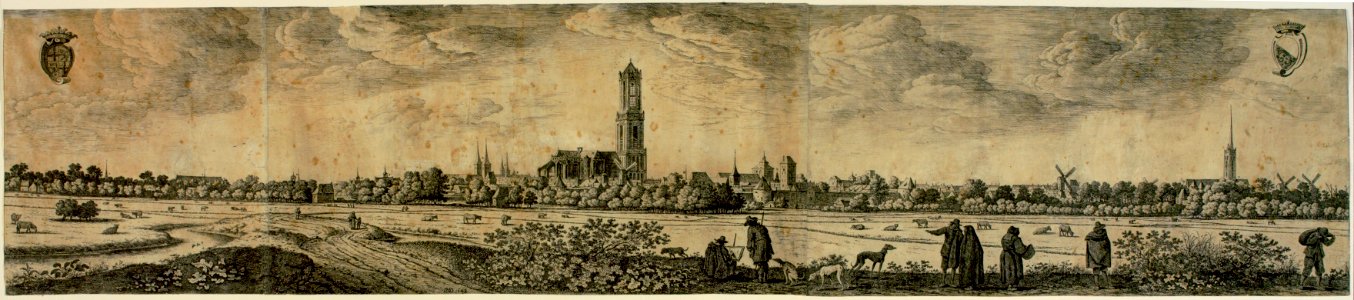 Profiel van de stad Utrecht uit het noordoosten gezien 1648 - HUA-27511