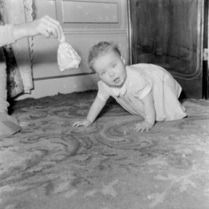Prinses Christina kruipt over de vloer in het paleis, Bestanddeelnr 255-7533