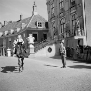 Prinses Beatrix te paard voor het paleis, Bestanddeelnr 255-7495