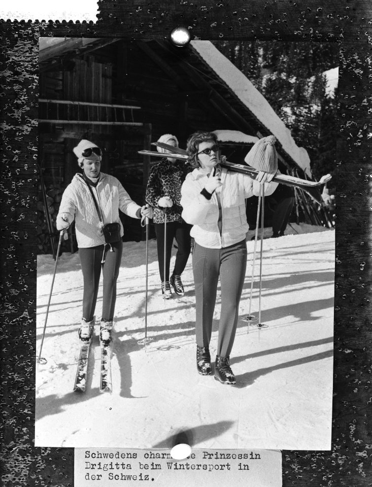 Prinses Brigitta van Zweden bij de wintersport in Zwitserland, Bestanddeelnr 910-9332