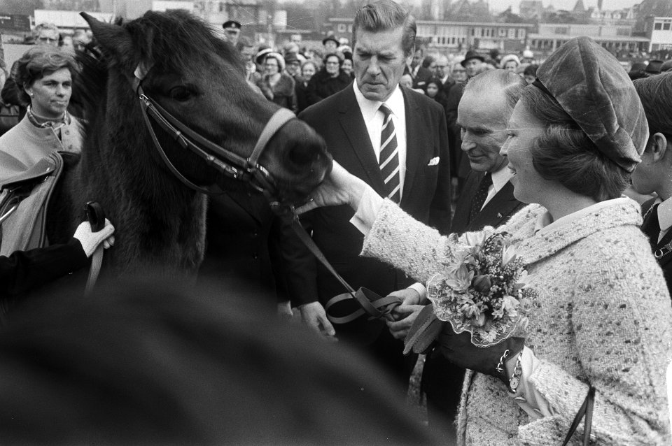 Prinses Beatrix toont zich paardenliefhebster, Bestanddeelnr 924-4098
