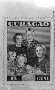 Postzegel Curaçao waarde 6 cent met afbeelding van koninklijke familie, Bestanddeelnr 935-1444