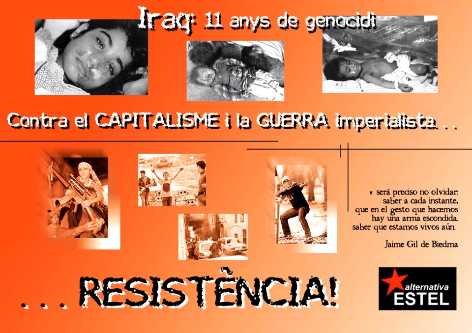 Poster against capitalism and war in Irak (Alternativa Estel, 2001)
