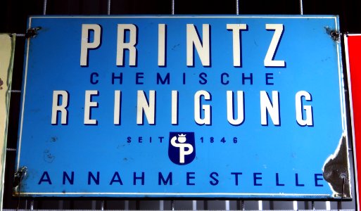 Printz chemische Reinigung, enamel advertising sign