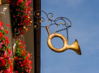 Posthorn, Inn sign, Murnau, Bavaria, Germany