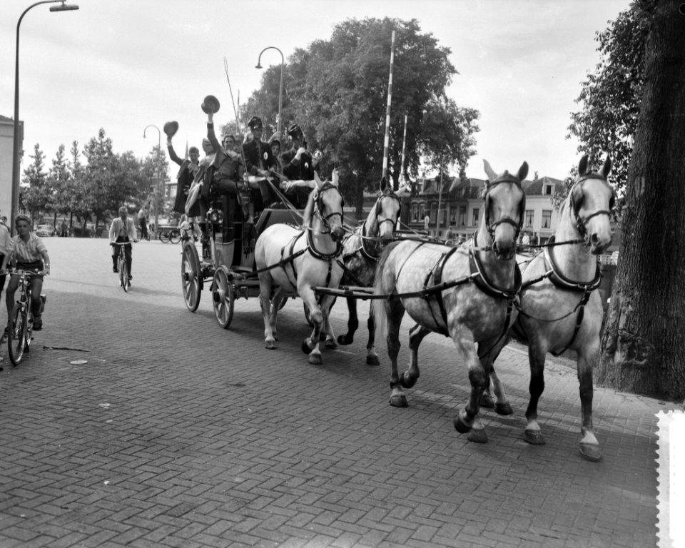 Postkoets rijdt van Utrecht naar Rijsenburg tgv het 150-jarig bestaan van Rij, Bestanddeelnr 911-4706