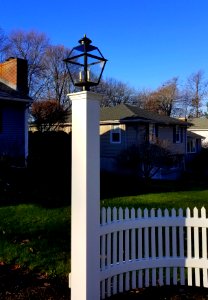 Post light fixture with attached fence - Arlington, MA - 20201203 091454